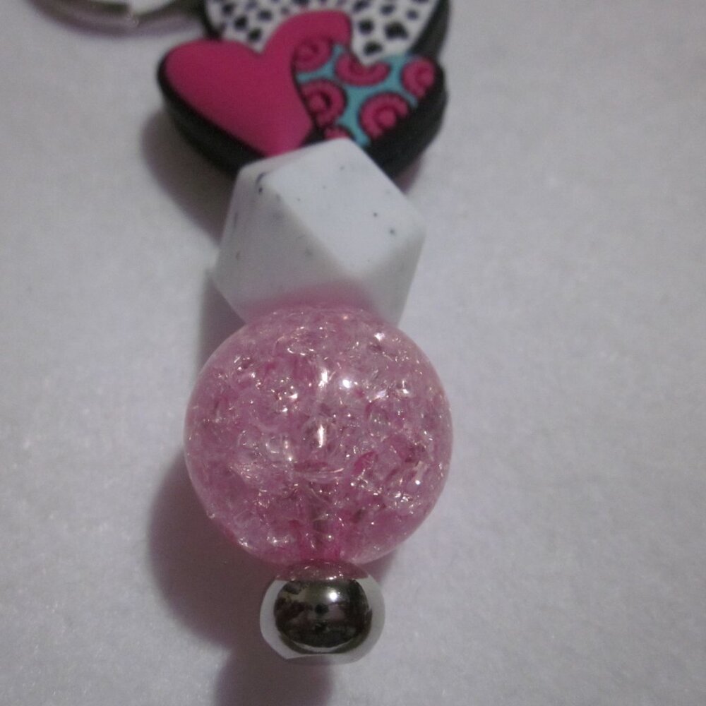 Pink Triple Heart Keychain. - Picture 3 of 4